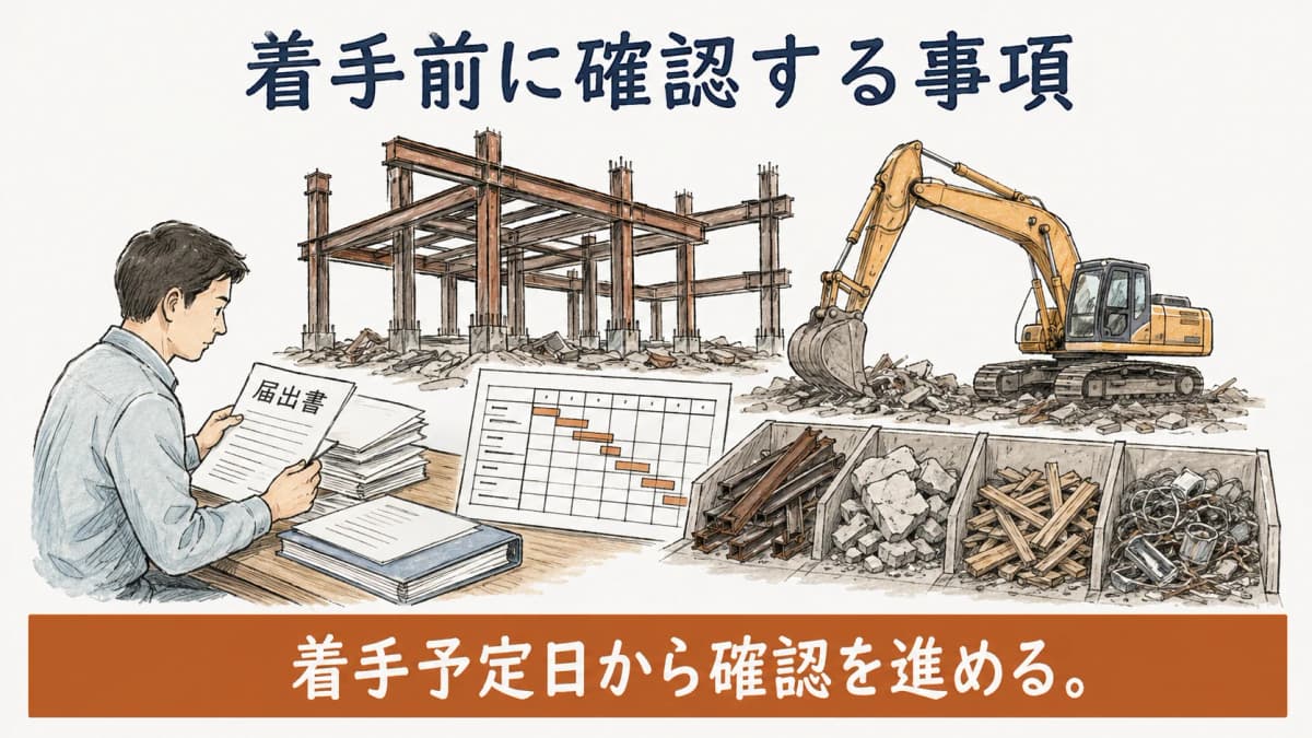 発注者が着手前に確認する届出事項の図解