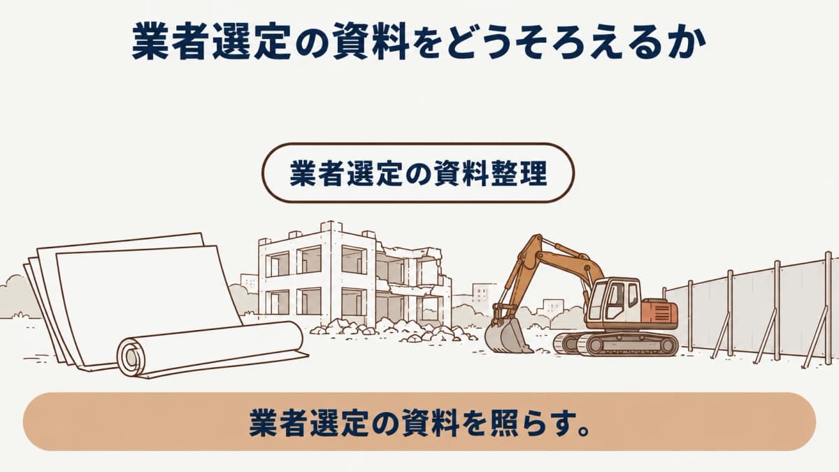 建物・設備・外構の条件を同じ形式で並べる比較前の書類図