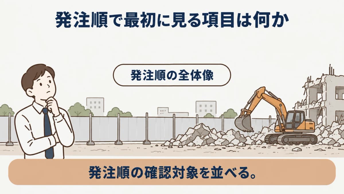 調査・条件整理・契約・完了確認を並べた法人解体発注の全体像