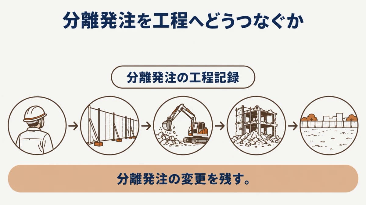 発注者の届出確認と契約形態を分ける分別解体等の届出整理図