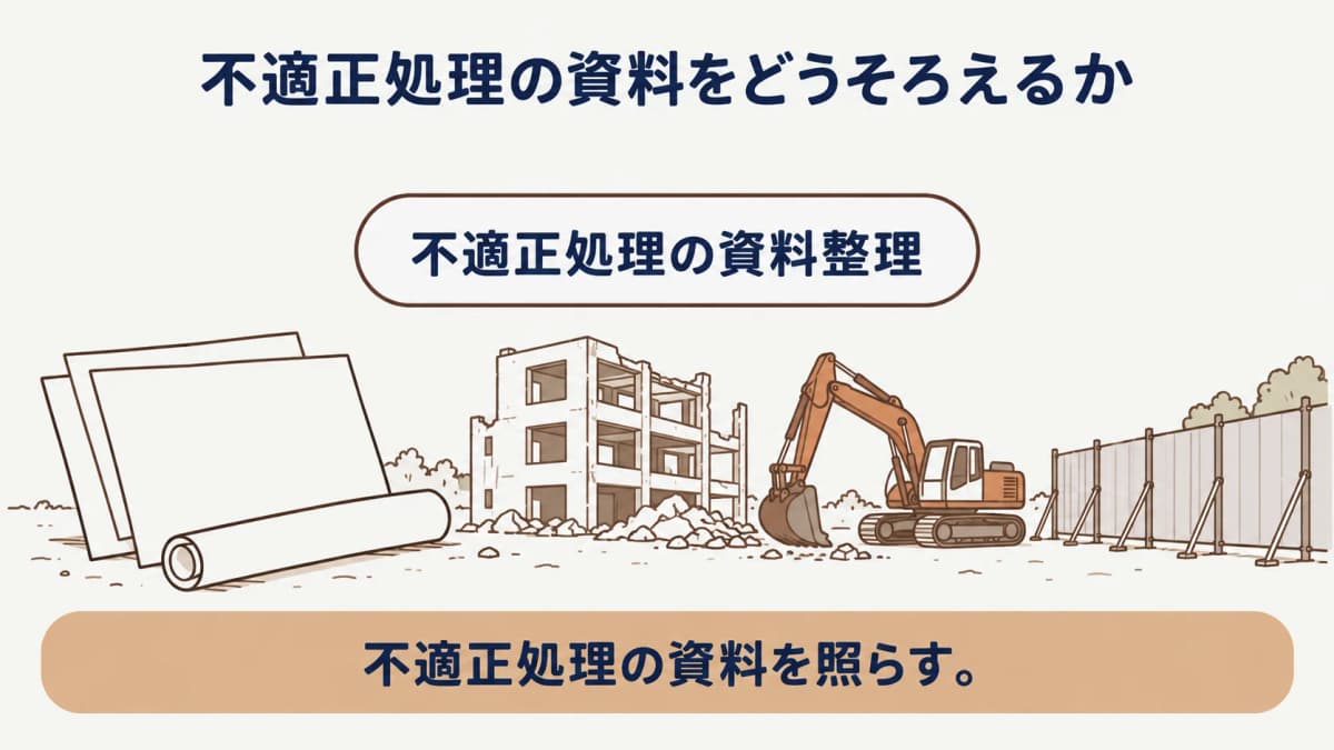 廃棄物処理法の確認事項と工事範囲を分けて記録する解体工事の図