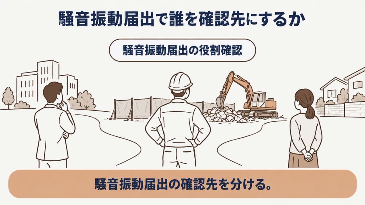 工事場所と指定地域の確認先を案件記録に残す騒音振動の図解