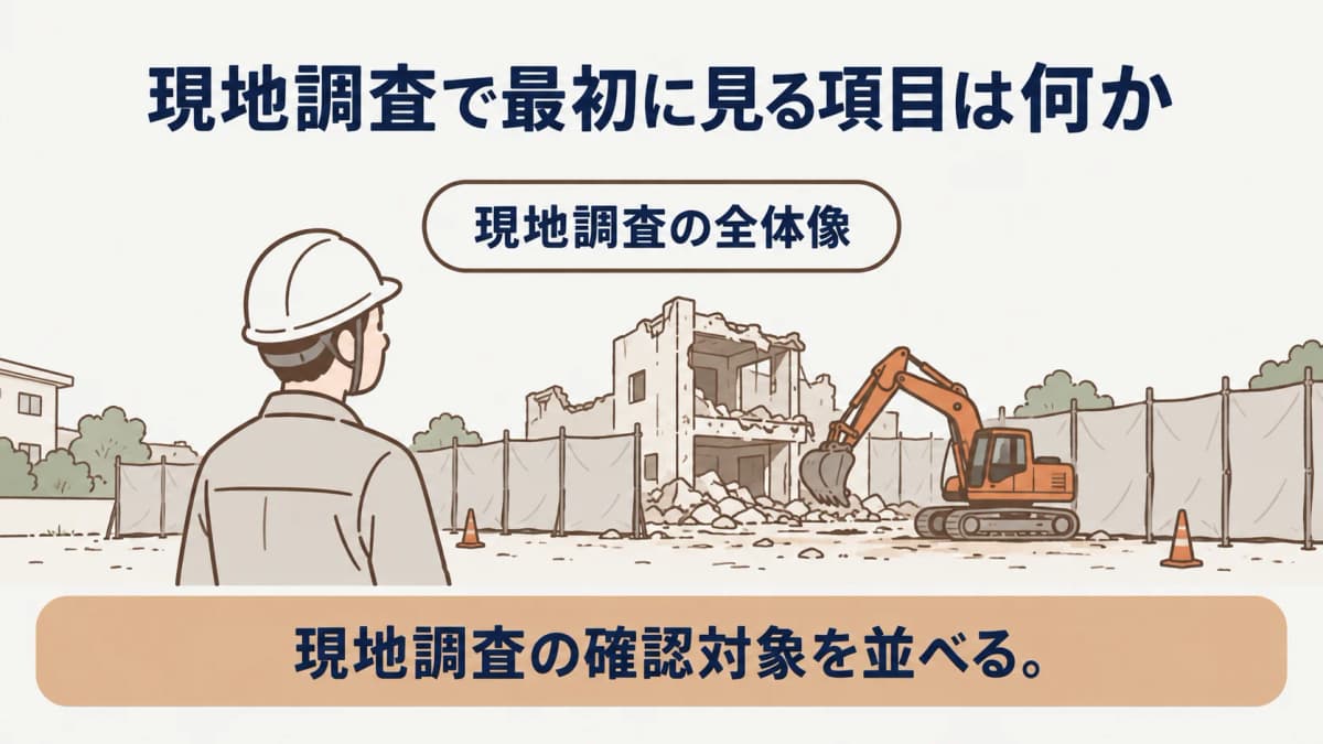 図面・現況・差分記録をつなぐ解体工事の現地調査全体図