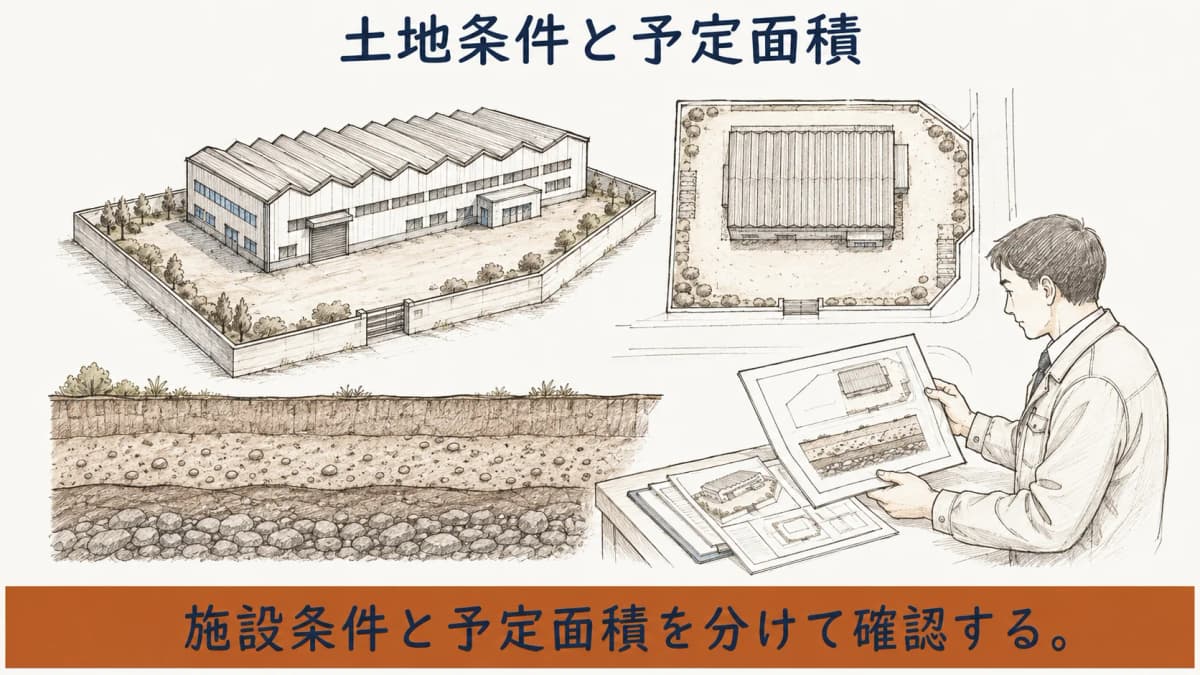 土地条件と予定面積を確認する図