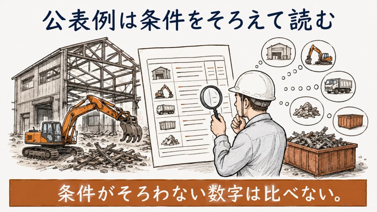 工場解体の見積条件を照合する図