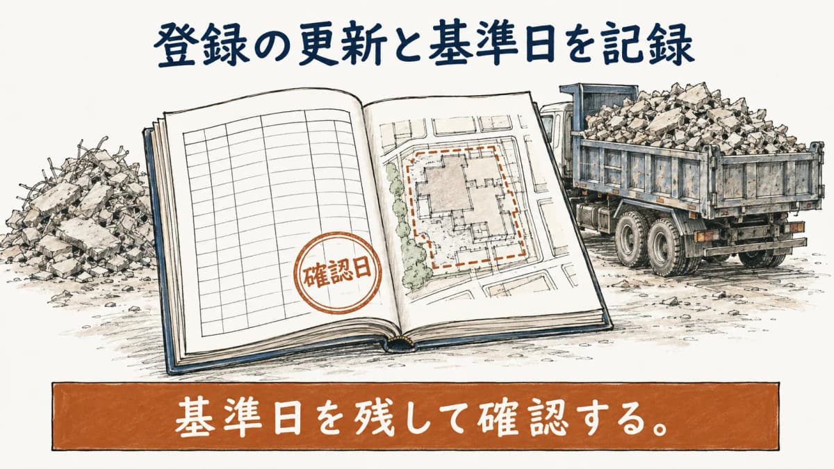登録簿の基準日と更新を記録する図