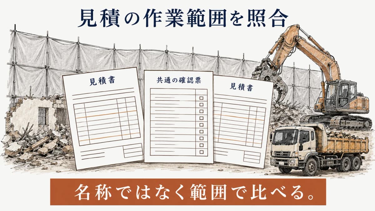 見積の作業範囲を横に照合する図