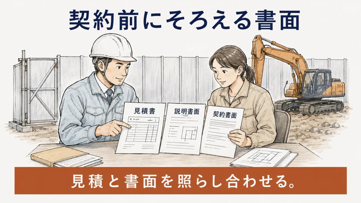 契約前の説明と解体範囲を照合する図