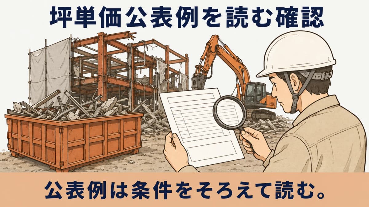 鉄骨造の坪単価公表例を読む確認項目の図